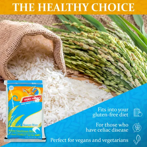 Miniatura 2 de Golden Phoenix Arroz dulce tailandés – Arroz pegajoso prémium para postres o pasteles de arroz, ideal para dietas sin gluten, 5 libras (paquete de 1)