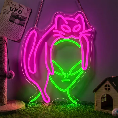 Miniatura 11 de Letrero de neón de hongo con interruptor regulable, luz de neón de hongo para decoración de pared, letrero de neón LED de hongo para dormitorio