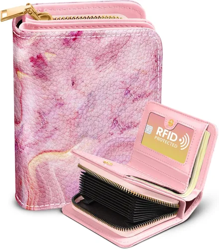 Miniatura 19 de Bistup Cartera para tarjetas de crédito para mujer, de cuero, para mujeres, adolescentes, niñas, tarjeteros, monedero de acordeón, pequeño, mediano