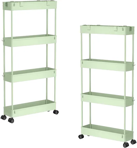 Miniatura 8 de SAKA - Carrito de almacenamiento delgado, carrito de almacenamiento rodante para el baño de 4 niveles, carrito organizador móvil de estanterías