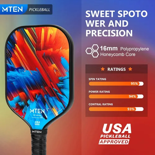 Miniatura 2 de Paletas de pickleball, paletas de pickleball de fibra de carbono, superficie de carbono USAPA, núcleo de fibra de carbono, mango de cuero cómodo