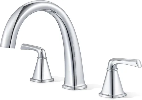 Miniatura 12 de Grifo de bañera romana de alto flujo con ducha de mano, grifo de bañera de montaje en cubierta mate negro de 4 agujeros con válvula, grifos