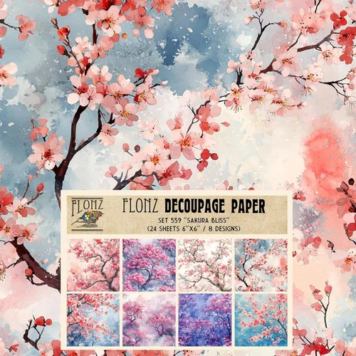 Miniatura 2 de Decoupage - Paquete de papel (24 hojas de 6 x 6 pulgadas) Floral Paradise in Blue # Papel de patrón de estilo vintage para decoupage, manualidades