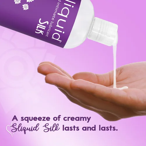 Miniatura 4 de Lubricante íntimo de seda Sliquid, lubricante a base de silicona y agua para mujeres y hombres, hipoalergénico, impermeable, sin fragancia, 8.5 oz