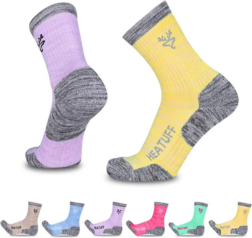 Heatuff Paquete de 6 calcetines de senderismo para mujer, calcetines deportivos de alto rendimiento, amortiguadores de senderismo al aire libre
