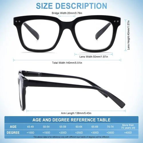 Miniatura 2 de Paquete de 6 lentes de lectura de moda para mujeres y hombres, bloqueo de luz azul, lectores cuadrados de gran tamaño con bisagra de resorte Paquete