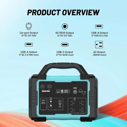 Miniatura 4 de Generador solar de 1800 W (sobretensión de 3600 W) con panel solar de 200 W, kit de estación de energía portátil LiFePO4 de 1024 Wh, carga rápida