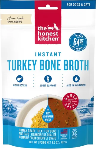 The Honest Kitchen Potenciadores diarios de grado humano: caldo instantáneo de hueso de pavo con cúrcuma, 3.6 onzas