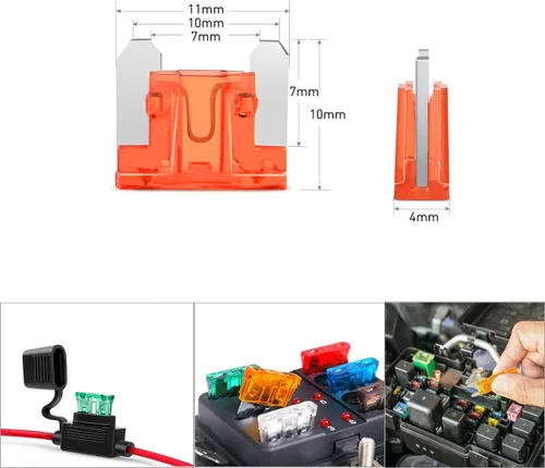 Miniatura 4 de Juego surtido de 24 fusibles de cuchilla de automóvil, fusibles de repuesto para automóviles, mini fusibles de hoja de perfil bajo para automóvil
