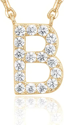Miniatura 33 de PAVOI 14K White Gold Plated Cubic Zirconia Initial Necklace Letter Dainty Necklaces for Women