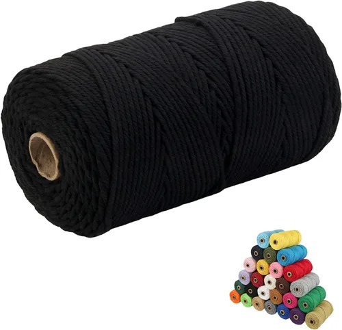 Miniatura 60 de Cordón de algodón para macramé, hilo torcido de 4 capas, cuerda de algodón natural, suministros perfectos de macramé, para hacer soportes colgantes