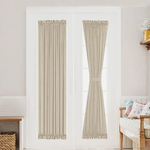 Miniatura 25 de Turquoize Elegantes cortinas de lino para puerta francesa, paneles de cortina de filtrado de luz, panel de lino con bolsillo para barra, panel