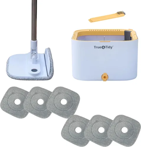 Miniatura 11 de True & Tidy TrueClean - Trapeador giratorio 2.0 con cubo interior desmontable, autoportante, separa el agua limpia y sucia, cabezal de trapeador