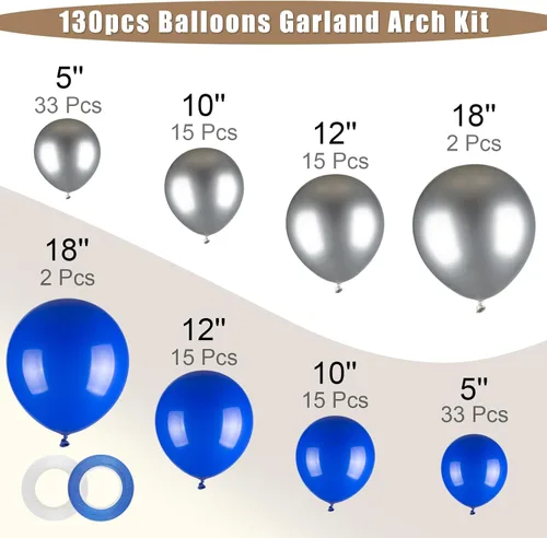 Miniatura 2 de Kit de guirnalda de globos de 130 piezas en rosa pastel y blanco - Globos de látex blancos y rosas de diferentes tamaños de 18/12/10/5 pulgadas