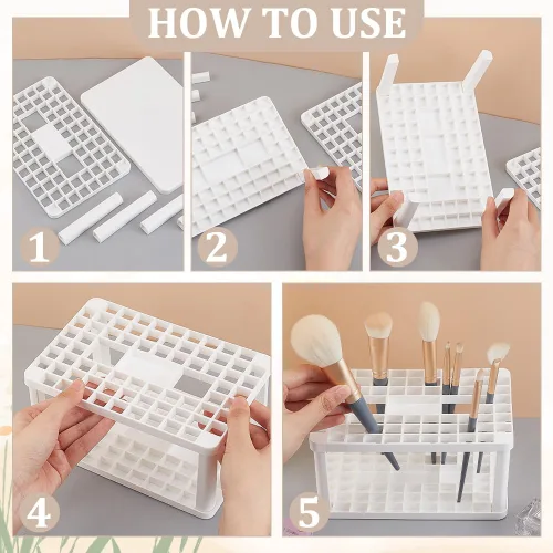 Miniatura 3 de AHandMaker Organizador de pinceles de pintura, soporte de plástico de 71 agujeros para brochas de maquillaje, artistas y cosméticos, herramientas