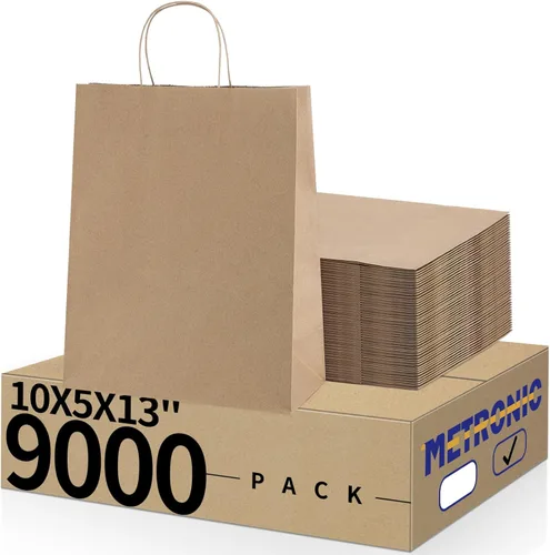 Miniatura 23 de Metronic - Bolsas de regalo de papel kraft con asas de 16 x 6 x 12 pulgadas, paquete de 6000 Para Navidad, recuerdos de fiesta de cumpleaños