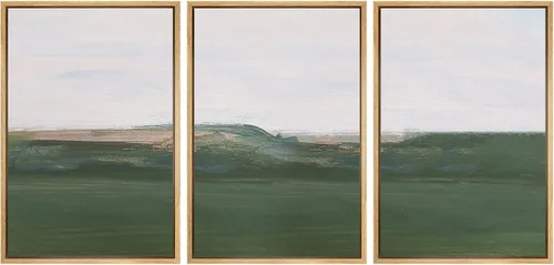 Miniatura 45 de SIGNWIN Lienzo enmarcado para pared, juego de arte sereno de pantanos con humedales verdes e ilustraciones de agua tranquila, arte moderno
