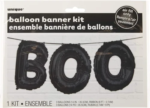 Cartel de globo de aluminio negro con letras "Boo", 14 pulgadas (1 juego), decoración de fiesta espeluznante, perfecta para celebraciones de