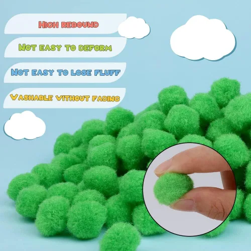 Miniatura 3 de 150 piezas de pompones, pompones de 1 pulgada verdes para manualidades, pompones esponjosos de 1 pulgada para decoraciones de Pascua, pequeños