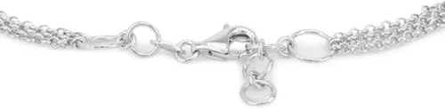 Miniatura 3 de Vanbelle Pulsera de plata de ley 925 chapada en rodio con doble corazón y cadena múltiple para mujeres y niñas, Metal