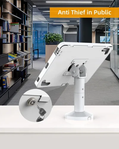 Miniatura 4 de Soporte para tablet para escritorio, compatible con iPad de 10.2 pulgadas Gen 7 8 9, soporte de tableta con bloqueo de llave de metal