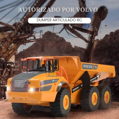 Miniatura 2 de DOUBLE E Volvo RC Camión Volquete de Juguete para Niños, Transportador Articulado, Vehículos de Juguetes de Construcción con Control Remoto