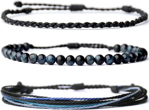 Miniatura 17 de Pulsera curativa hecha a mano con cuentas de piedra natural, regalo para hombres, pulsera de cuerda ajustable