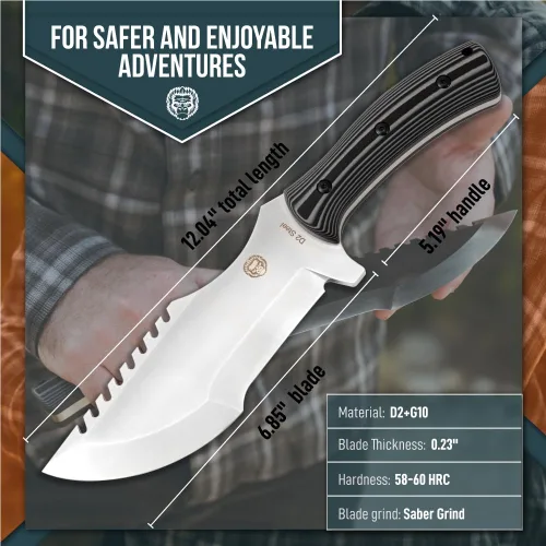 Miniatura 3 de Holtzman's Gorilla Survival Tracker Cuchillo de caza y campamento de hoja fija con iniciador de fuego y kit completo de supervivencia táctica