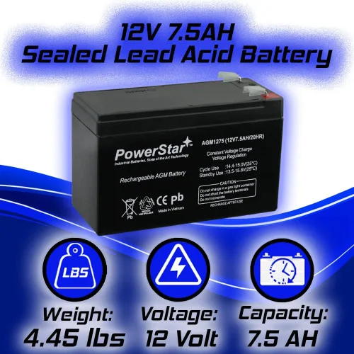 Miniatura 7 de PowerStar PS-1290 Batería 12V 7.5AH 12 Voltios 7.5 Amp 6-DW-9 CP1290 HR9-12 NUEVO