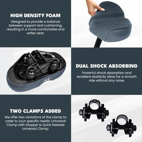 Miniatura 5 de X WING New-Age Noseless Bike Seat Cushion for Men & Women - Extra Padding & Wide - Suitable for City, Electric, Stationary Bikes - Compatible with