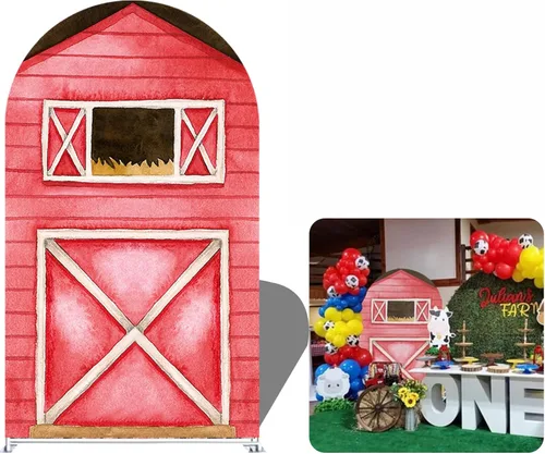 Fundas para soporte de arco de fondo de tela de elastano elástica, fondo de granja de vacas para decoración de cumpleaños, baby shower, fiesta (6 x