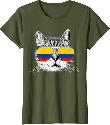 Miniatura 76 de Camisa de bandera de Colombia, orgullo colombiano, gato, hombres, mujeres, niños, camiseta de regalo