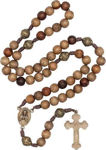 Miniatura 2 de Intercession™ Rosario de madera maciza hecho a mano Nuestro Padre Sagrado Corazón (Sagrado Corazón - Nogal)