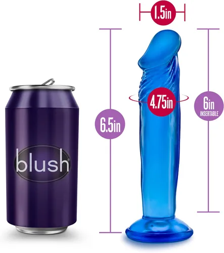 Miniatura 3 de Blush B Yours Sweet n Small - Consolador realista de 6 pulgadas con ventosa - Azul - Pene del punto G para pegging, estimulación anal y vaginal