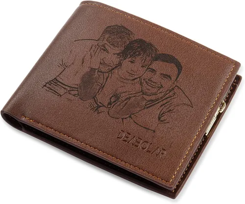 Cartera personalizada para hombre, carteras con fotos personalizadas para hombres, cartera de viaje grabada para padre, marido, niños, regalo del