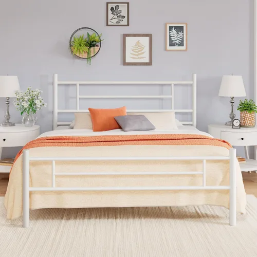 Miniatura 11 de Allewie Armazón de Cama de Plataforma Metálica Tamaño Individual de 14 Pulgadas con Cabecera y Piecera, Almacenamiento Debajo de la Cama, Soporte