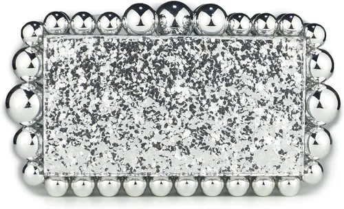 Rejolly Bolso de mano de acrílico para mujer, con cuentas cuadradas, bolitas perladas, bolso de noche para boda, cóctel, fiesta, baile de graduación