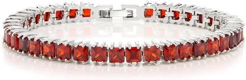 Miniatura 6 de Gem Stone King Pulsera de tenis clásica de circonita cúbica de corte princesa para mujer