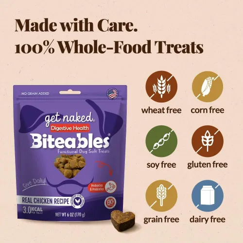 Miniatura 3 de Get Naked Biteables - Golosinas suaves para perros de salud digestiva, bolsa de 6 onzas