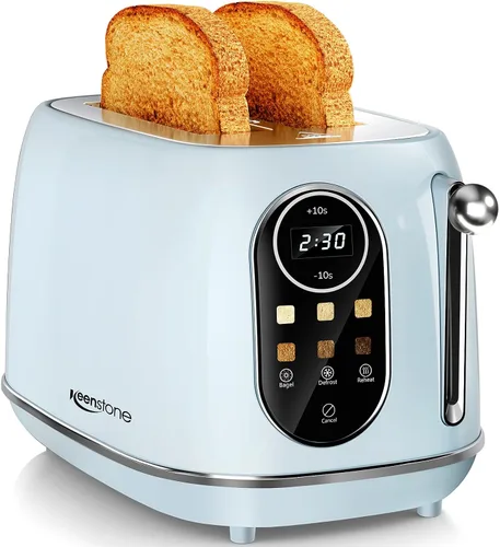 Miniatura 13 de Keenstone Tostadora Inteligente con Pantalla Táctil de 2 Rebanadas, Tostadora Retro de Acero Inoxidable de Ranura Ancha con 6 Niveles de Dorado