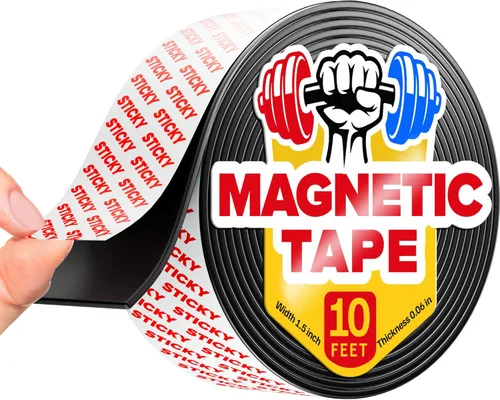 Miniatura 11 de Cinta magnética flexible (10 pies x 1 pulgada), tira magnética con fuerte autoadhesivo, rollo magnético ideal para manualidades y proyectos