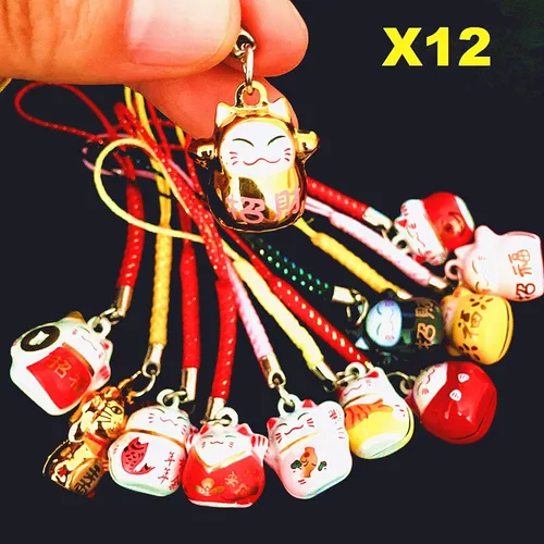 Miniatura 3 de EatingBiting Llavero de gato japonés de la suerte de la fortuna aleatoria, llavero de gato Maneki Neko, llavero Fengshui Fortune Lucky Cat Kitty