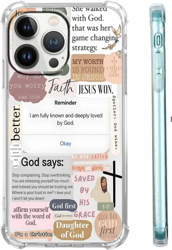 Miniatura 37 de Funda para Celular con Versículos de la Biblia, Colocación de Citas Cristianas de Jesús, Diseño Collage, Funda Protectora Suave de TPU de Moda