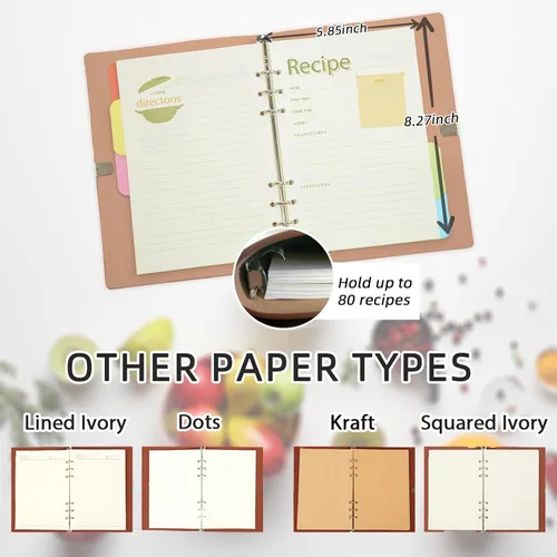 Miniatura 4 de Libro de recetas personalizado para escribir en tus propias recetas, libro de recetas personalizable de 6.7 x 9 pulgadas, 5 divisores y espacio
