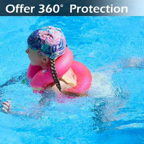 Miniatura 2 de Floaties - Chaleco de natación para niños, flotadores inflables portátiles para piscina, anillo de natación con hebilla de seguridad ajustable, Rosa