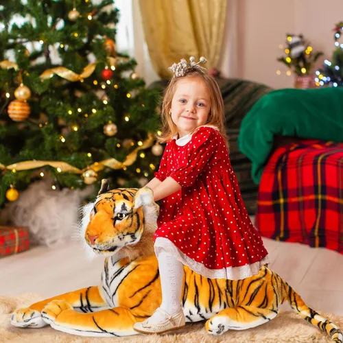 Miniatura 6 de Syhood Juguete gigante de peluche de tigre gigante de 27 pulgadas, adecuado para regalos de cumpleaños