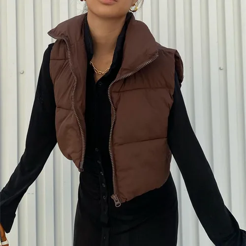 Miniatura 4 de Shiyifa Chaqueta acolchada con cremallera y cuello alto para mujer