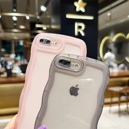 Miniatura 3 de SKYLMW Compatible con iPhone 7 Plus/8 Plus de 5.5", linda funda protectora de silicona suave con forma de onda rizada de estilo Kawaii para mujeres