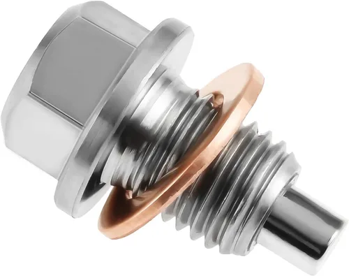 Tapón magnético de drenaje de aceite de acero inoxidable M12 x 1.5, bandeja del motor con arandela de cobre e imán de neodimio, compatible con