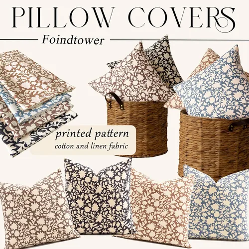 Miniatura 7 de Foindtower - Juego de 2 fundas de almohada decorativas con flores neutras estilo farmhouse, fundas de almohada boho para sofá, sofá cama